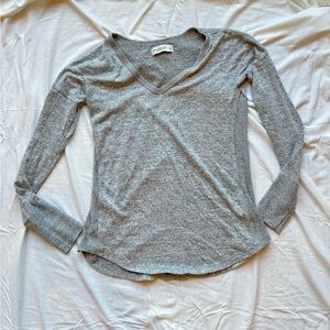 Abercrombie and Fitch Soft and Cozy Long Sleeve v-neck heather grey top